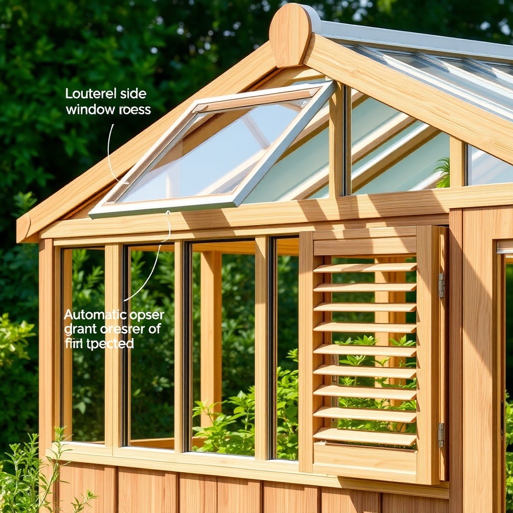 A photorealistic photo of a Riverstone 6x8 Wooden Greenhouse in a UK garden