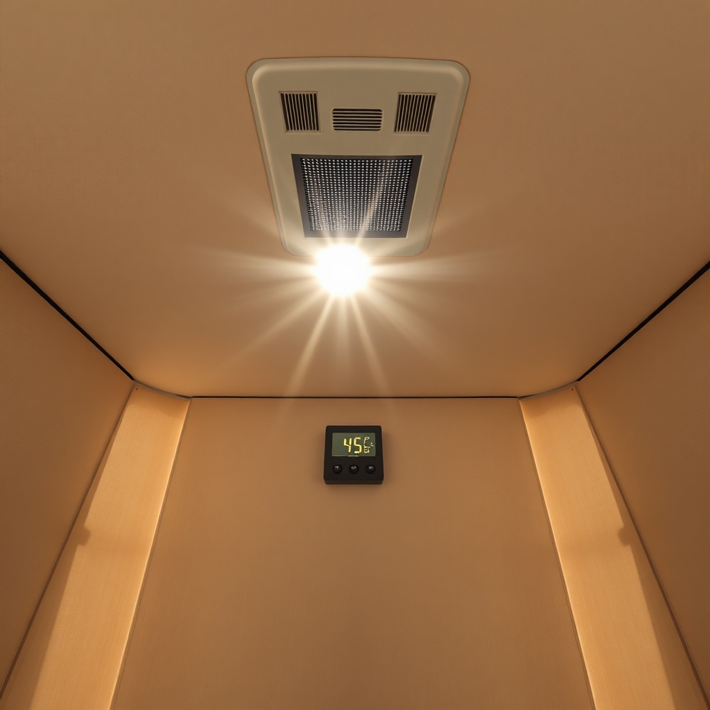 Wide-angle shot inside the Suncast 8x6 Tremont on a hot summer day