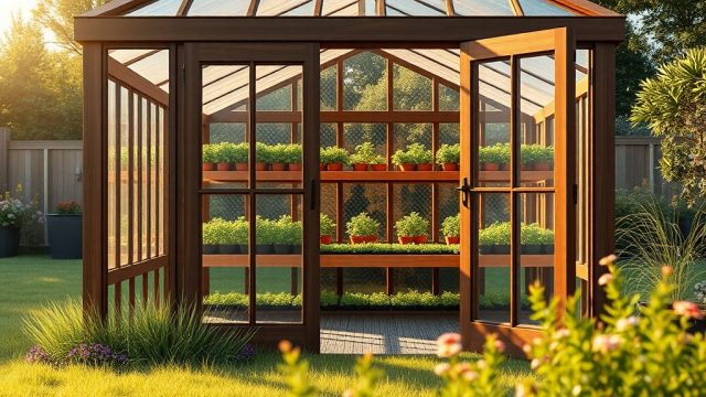 Riverstone 6×8 Wooden Greenhouse: Bench and Planter Combo Ideas for Space Saving