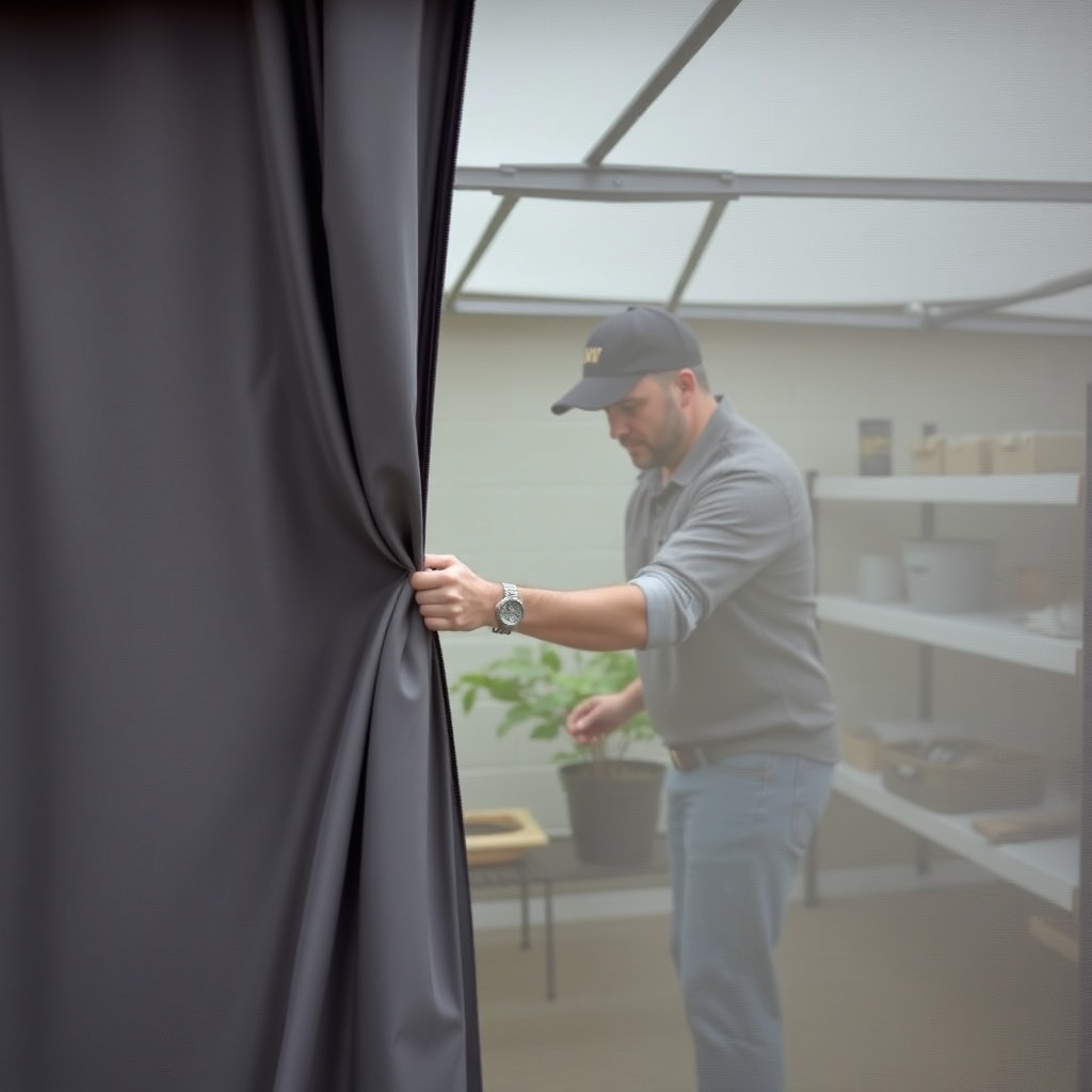 A photorealistic photo showing a gardener inside the Suncast 8x6 Tremont